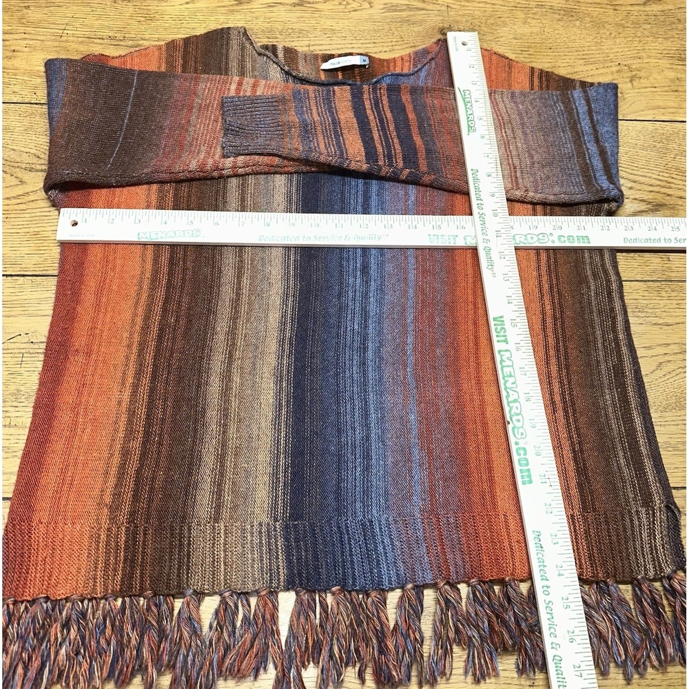 Maude Vivante Andrea Sweater Natural Multicolor Cable Knit Fringe Trim Women's M - Picture 8 of 9
